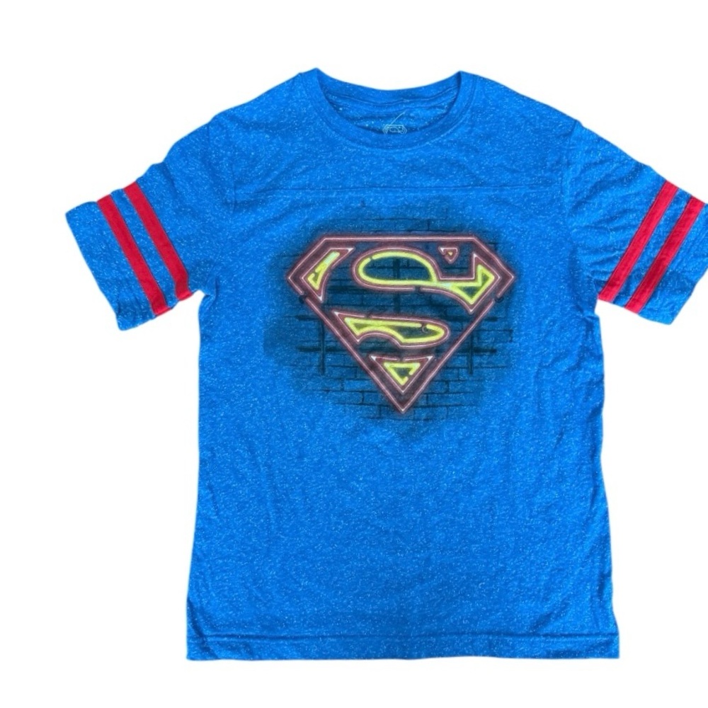 🦸‍♂️NWT! Boys Superman T-Shirt (blue with Red Stripes) Size Large